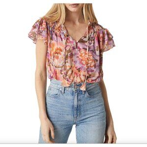 NEW MISA Los Angeles Alisa Puff Sleeve Floral Blouse NWOT - Size XXS
